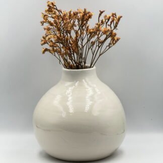 Κεραμικό Βάζο Χαμηλό Λευκό