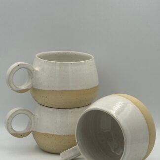 Κεραμική Κούπα Μπεζ - Λευκό Χαμηλή